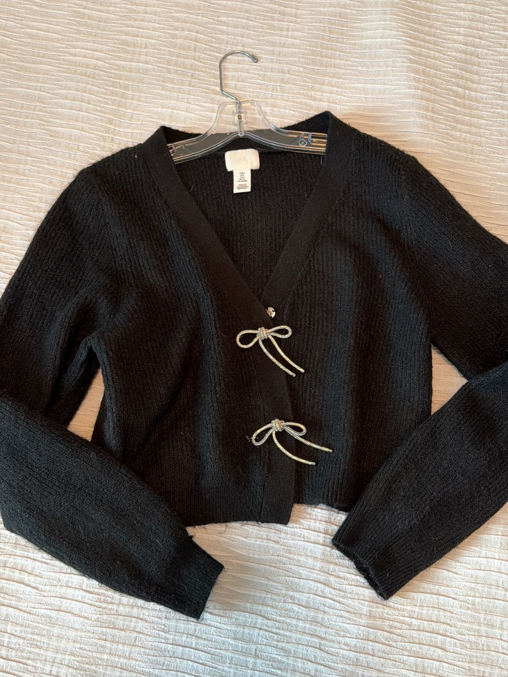 H&M Black Cropped Tie-Front Cardigan